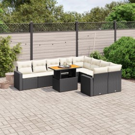 Set de sofás de jardín 10 pzas cojines ratán sintético negro de , Conjuntos de jardín - Ref: Foro24-3271469, Precio: 659,10 €...