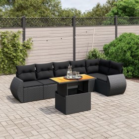 7-teiliges Garten-Esszimmerset und Kissen synthetisches Rattan schwarz von , Gartensets - Ref: Foro24-3272203, Preis: 522,64 ...