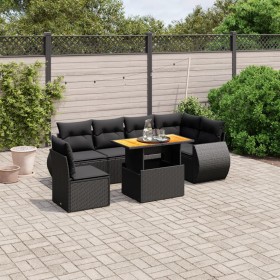 7-teiliges Garten-Esszimmerset und Kissen synthetisches Rattan schwarz von , Gartensets - Ref: Foro24-3272217, Preis: 522,64 ...