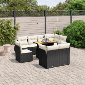 Set aus 8-teiligen Gartensofas und Kissen Kunstrattan schwarz von , Gartensets - Ref: Foro24-3272288, Preis: 698,23 €, Rabatt: %