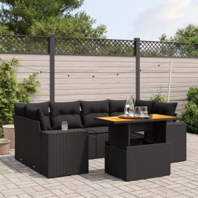 7-teiliges Garten-Esszimmerset und Kissen synthetisches Rattan schwarz von , Gartensets - Ref: Foro24-3272532, Preis: 526,59 ...