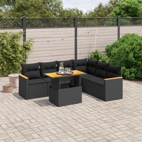 7-teiliges Garten-Esszimmerset und Kissen synthetisches Rattan schwarz von , Gartensets - Ref: Foro24-3273092, Preis: 482,32 ...