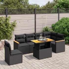 7-teiliges Garten-Esszimmerset und Kissen synthetisches Rattan schwarz von , Gartensets - Ref: Foro24-3273099, Preis: 481,74 ...