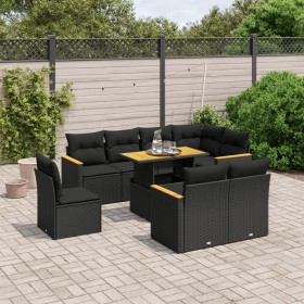 Set aus 8-teiligen Gartensofas und Kissen Kunstrattan schwarz von , Gartensets - Ref: Foro24-3273169, Preis: 613,91 €, Rabatt: %