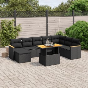 Set aus 8-teiligen Gartensofas und Kissen Kunstrattan schwarz von , Gartensets - Ref: Foro24-3273211, Preis: 567,36 €, Rabatt: %