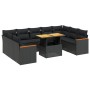 Set Gartensofas 10 Stück Kissen synthetisches Rattan schwarz von , Gartensets - Ref: Foro24-3273218, Preis: 662,77 €, Rabatt: %