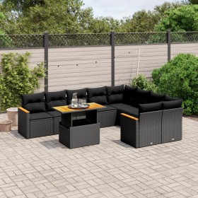 Set Gartensofas 10 Stück Kissen synthetisches Rattan schwarz von , Gartensets - Ref: Foro24-3273232, Preis: 637,60 €, Rabatt: %