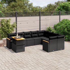 Set de sofás de jardín 10 pzas cojines ratán sintético negro de , Conjuntos de jardín - Ref: Foro24-3273239, Precio: 638,99 €...