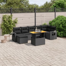 Set aus 8-teiligen Gartensofas und Kissen Kunstrattan schwarz von , Gartensets - Ref: Foro24-3271860, Preis: 550,26 €, Rabatt: %