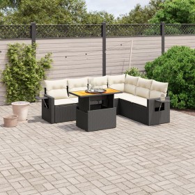 7-teiliges Garten-Esszimmerset und Kissen synthetisches Rattan schwarz von , Gartensets - Ref: Foro24-3271770, Preis: 514,92 ...