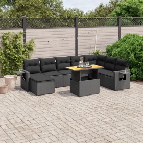 Set aus 8-teiligen Gartensofas und Kissen Kunstrattan schwarz von , Gartensets - Ref: Foro24-3271888, Preis: 588,91 €, Rabatt: %