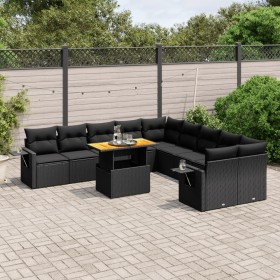 Garden sofa set 11 pieces and black synthetic rattan cushions by , Garden sets - Ref: Foro24-3271944, Price: 756,60 €, Discou...