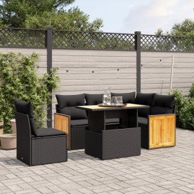 Set aus 6-teiligen Gartensofas und Kissen Kunstrattan schwarz von , Gartensets - Ref: Foro24-3273960, Preis: 424,06 €, Rabatt: %