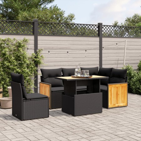 6-piece garden sofa set with black synthetic rattan cushions by , Garden sets - Ref: Foro24-3273960, Price: 424,06 €, Discoun...