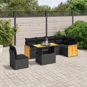 7-teiliges Garten-Esszimmerset und Kissen synthetisches Rattan schwarz von , Gartensets - Ref: Foro24-3273981, Preis: 497,94 ...