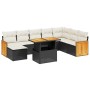 Set aus 8-teiligen Gartensofas und Kissen Kunstrattan schwarz von , Gartensets - Ref: Foro24-3274094, Preis: 585,23 €, Rabatt: %