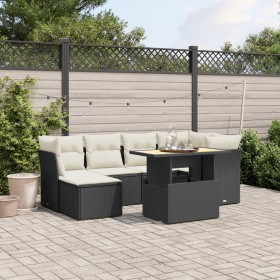 7-teiliges Garten-Esszimmerset und Kissen synthetisches Rattan schwarz von , Gartensets - Ref: Foro24-3275478, Preis: 512,34 ...