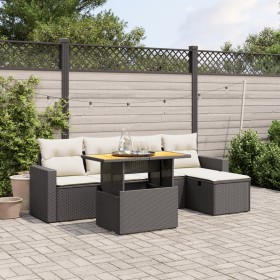 Set aus 6-teiligen Gartensofas und Kissen Kunstrattan schwarz von , Gartensets - Ref: Foro24-3275583, Preis: 407,62 €, Rabatt: %