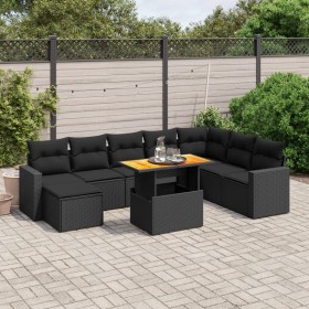 Set aus 8-teiligen Gartensofas und Kissen Kunstrattan schwarz von , Gartensets - Ref: Foro24-3275624, Preis: 569,64 €, Rabatt: %