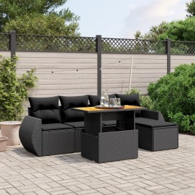 Set aus 6-teiligen Gartensofas und Kissen Kunstrattan schwarz von , Gartensets - Ref: Foro24-3275806, Preis: 422,24 €, Rabatt: %