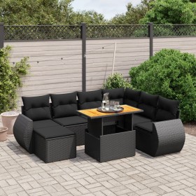 Set aus 8-teiligen Gartensofas und Kissen Kunstrattan schwarz von , Gartensets - Ref: Foro24-3275827, Preis: 571,91 €, Rabatt: %