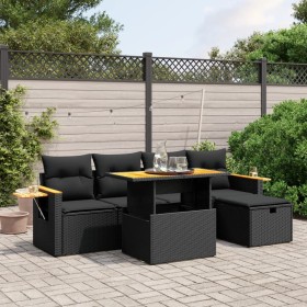 Set aus 6-teiligen Gartensofas und Kissen Kunstrattan schwarz von , Gartensets - Ref: Foro24-3276135, Preis: 415,85 €, Rabatt: %