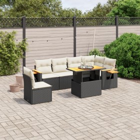 7-teiliges Garten-Esszimmerset und Kissen synthetisches Rattan schwarz von , Gartensets - Ref: Foro24-3273541, Preis: 521,74 ...