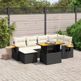 7-teiliges Garten-Esszimmerset und Kissen synthetisches Rattan schwarz von , Gartensets - Ref: Foro24-3273618, Preis: 493,43 ...