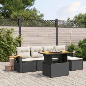 Set aus 6-teiligen Gartensofas und Kissen Kunstrattan schwarz von , Gartensets - Ref: Foro24-3273492, Preis: 407,60 €, Rabatt: %