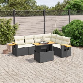 7-teiliges Garten-Esszimmerset und Kissen synthetisches Rattan schwarz von , Gartensets - Ref: Foro24-3273534, Preis: 512,13 ...