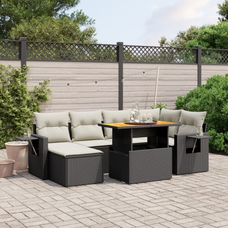 7-piece garden dining set with black synthetic rattan cushions by , Garden sets - Ref: Foro24-3275702, Price: 518,06 €, Disco...