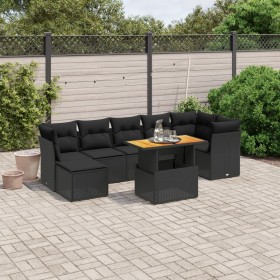 Set aus 8-teiligen Gartensofas und Kissen Kunstrattan schwarz von , Gartensets - Ref: Foro24-3275484, Preis: 526,76 €, Rabatt: %