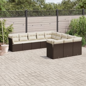 Garden sofa set 11 pcs with brown synthetic rattan cushions by , Garden sets - Ref: Foro24-3250252, Price: 714,32 €, Discount: %