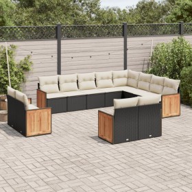 Garden sofa set 12 pieces with black synthetic rattan cushions by , Garden sets - Ref: Foro24-3228191, Price: 854,73 €, Disco...