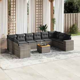 Garden sofa set 11 pieces and gray synthetic rattan cushions by , Garden sets - Ref: Foro24-3257950, Price: 707,75 €, Discoun...