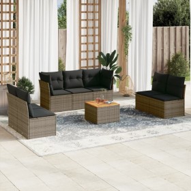 Garden sofa set 8 pieces and gray synthetic rattan cushions by , Garden sets - Ref: Foro24-3255899, Price: 458,99 €, Discount: %