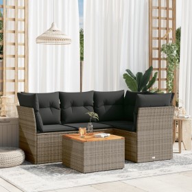 Garden sofa set with 5-piece synthetic rattan gray cushions by , Garden sets - Ref: Foro24-3255955, Price: 308,99 €, Discount: %