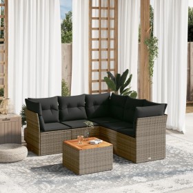 6-piece garden furniture set with gray synthetic rattan cushions by , Garden sets - Ref: Foro24-3255969, Price: 382,43 €, Dis...