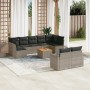 Garden sofa set 10 pieces with gray synthetic rattan cushions by , Garden sets - Ref: Foro24-3256606, Price: 680,59 €, Discou...