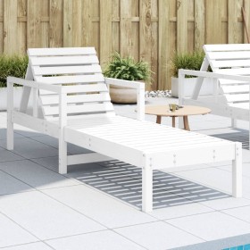 Solid pine wood white sun lounger 199.5x62x55 cm by , Loungers - Ref: Foro24-832539, Price: 98,22 €, Discount: %