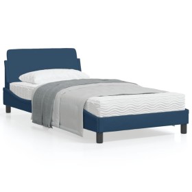 Bed frame with blue fabric headboard 100x200 cm by , Beds and slatted bases - Ref: Foro24-373131, Price: 117,78 €, Discount: %