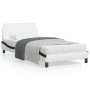 Bed frame with white and black synthetic leather headboard by , Beds and slatted bases - Ref: Foro24-373144, Price: 124,81 €,...