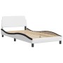 Estructura de cama con cabecero cuero sintético blanco y negro de , Camas y somieres - Ref: Foro24-373144, Precio: 124,81 €, ...