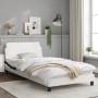 Bed frame with white and black synthetic leather headboard by , Beds and slatted bases - Ref: Foro24-373144, Price: 124,81 €,...