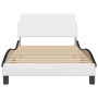 Bed frame with white and black synthetic leather headboard by , Beds and slatted bases - Ref: Foro24-373144, Price: 124,81 €,...