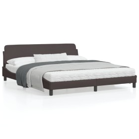 Bed frame with brown fabric headboard 180x200 cm by , Beds and slatted bases - Ref: Foro24-373228, Price: 157,32 €, Discount: %