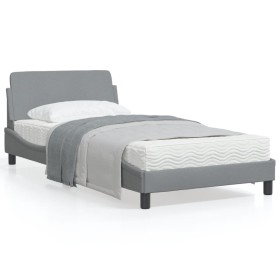 Bed frame with light gray fabric headboard 100x200 cm by , Beds and slatted bases - Ref: Foro24-373125, Price: 108,99 €, Disc...