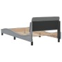 Bed frame with light gray fabric headboard 100x200 cm by , Beds and slatted bases - Ref: Foro24-373125, Price: 108,33 €, Disc...