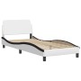 Estructura de cama con cabecero cuero sintético blanco y negro de , Camas y somieres - Ref: Foro24-373104, Precio: 114,99 €, ...