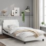 Bed frame with white and black synthetic leather headboard by , Beds and slatted bases - Ref: Foro24-373104, Price: 114,77 €,...